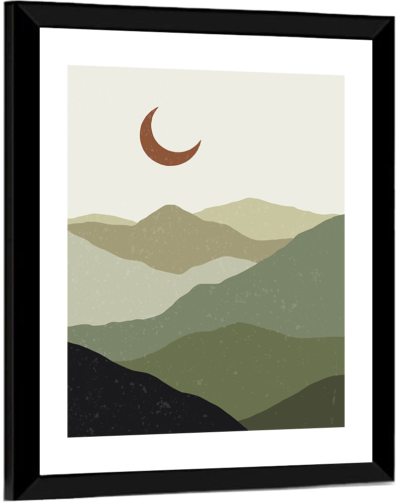 Boho Mountain Moonscape Wall Art