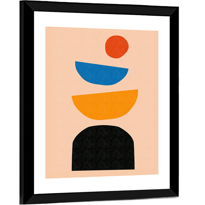 Mid Century Geometric Stack Wall Art as a framed print