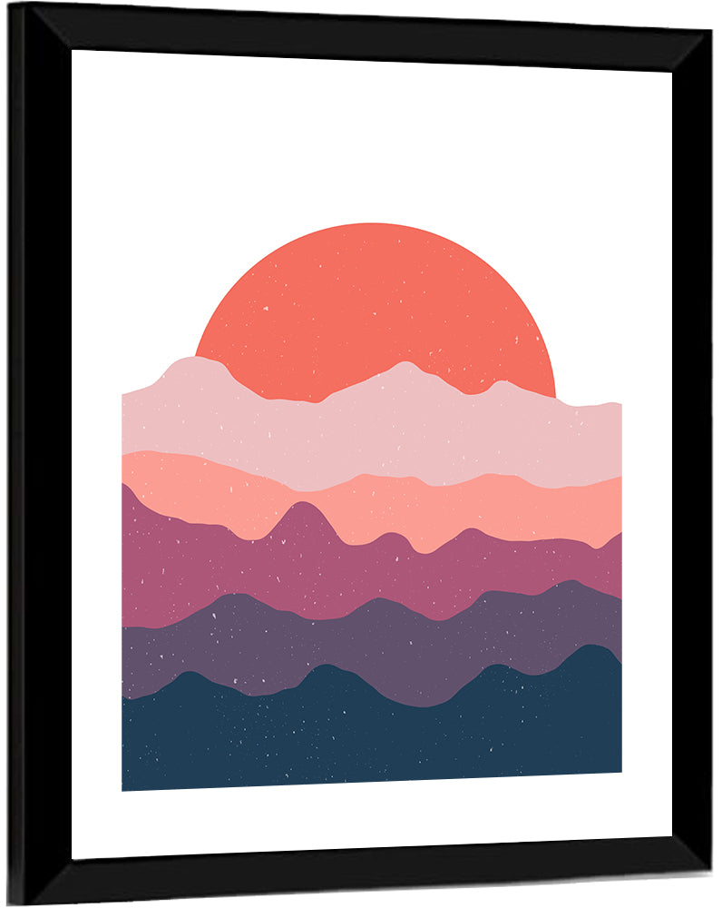 Minimal Mountain Sunset Wall Art