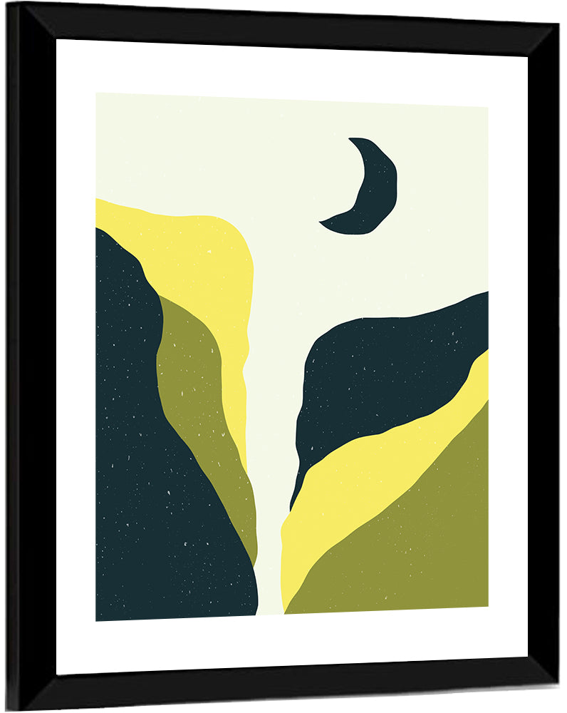 Crescent Moon Cliff and Mountain Wall Art