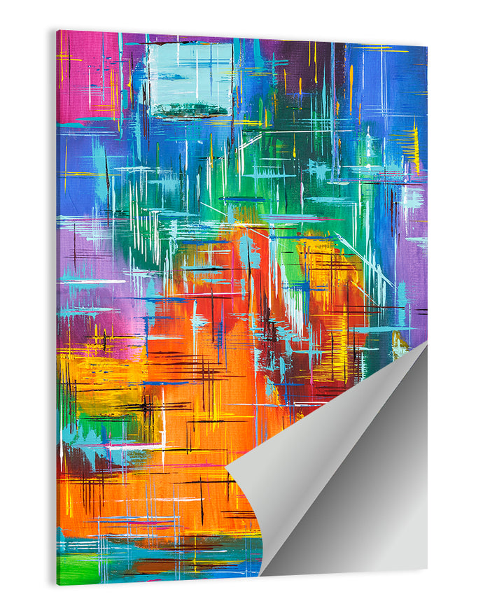 Vibrant Colorblock Grid Wall Art as a poster print