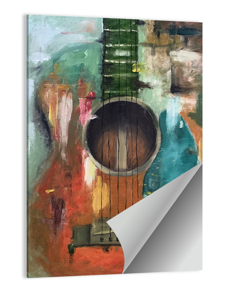 Moody Acoustic Guitar Oil Painting Wall Art
