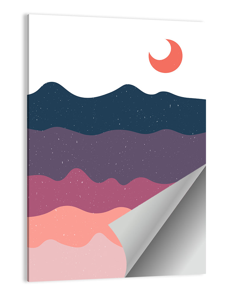 Minimal Moonlit Mountain Wall Art