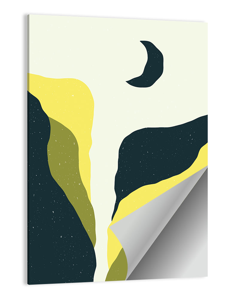 Crescent Moon Cliff and Mountain Wall Art