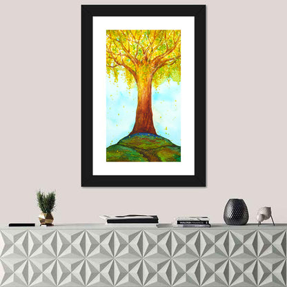 Golden Tree Illustration Wall Art