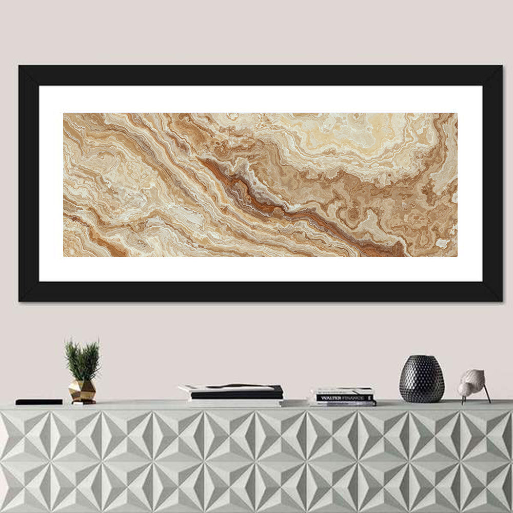 Honey Onyx Marble Illustration Wall Art in a room, panoramic