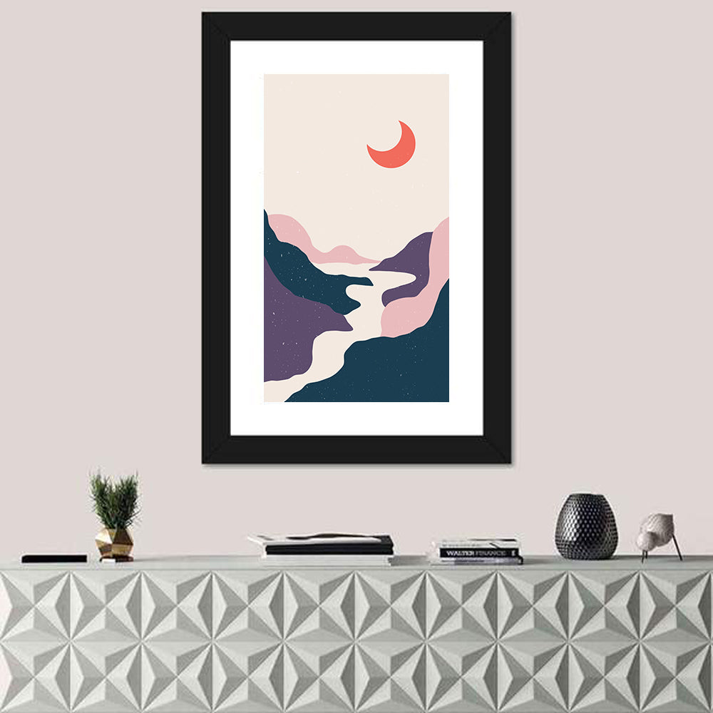 Minimal Moonlit Stream Wall Art