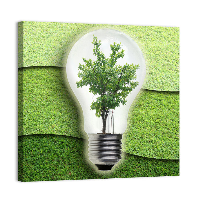 Light Bulb Tree Earth Concept Wall Art as a canvas print