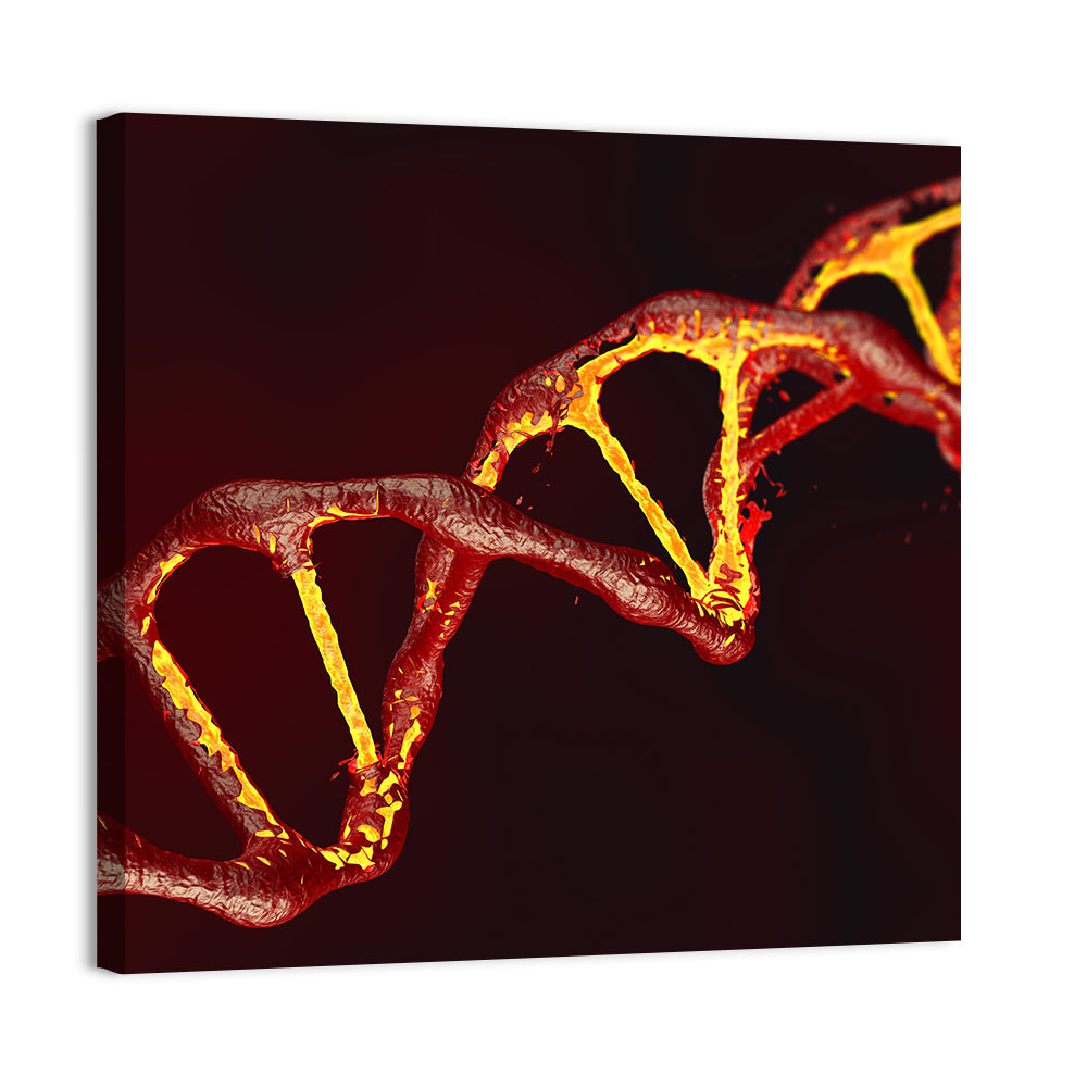 Red Dna Double Helix Wall Art