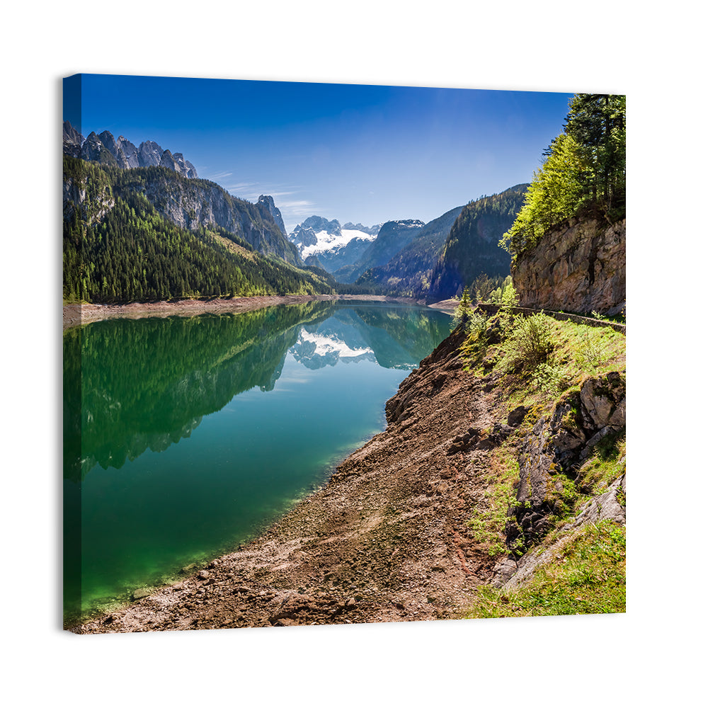 Gosausee Lake Austria Wall Art, canvas print, square