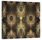 Gold Peacock Feather Pattern Wall Art