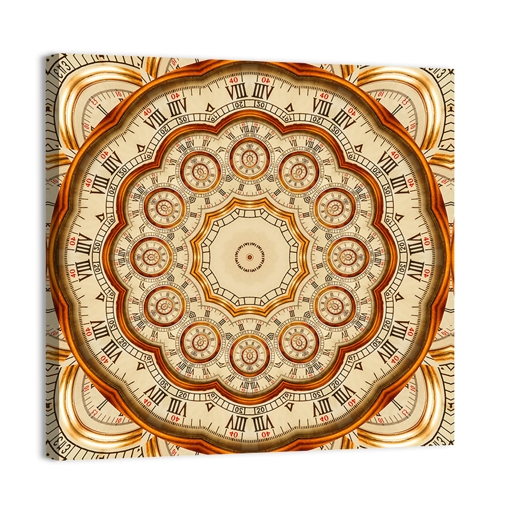 Antique Golden Clock Mandala Wall Art