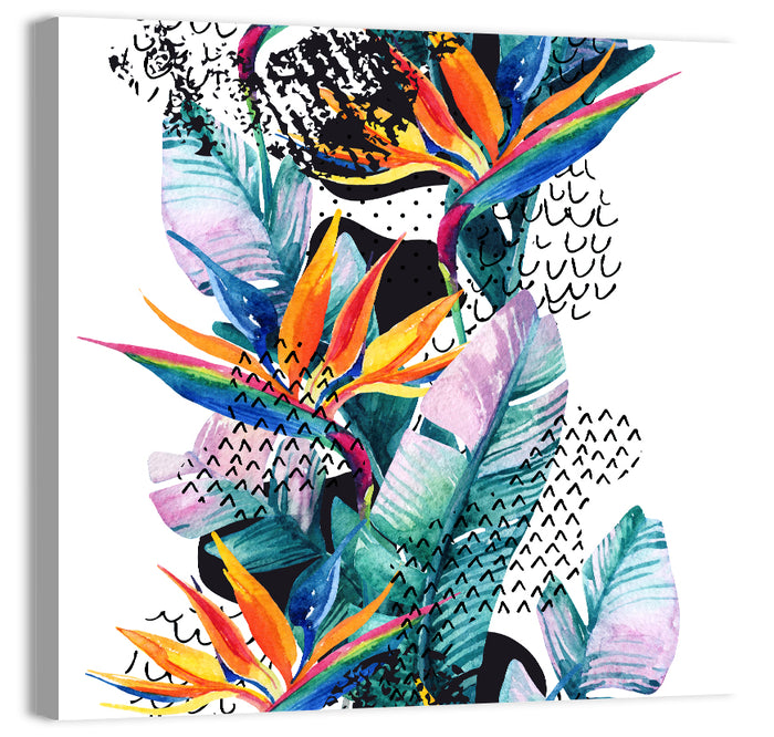Bird of Paradise Floral Texture Wall Art as a canvas print