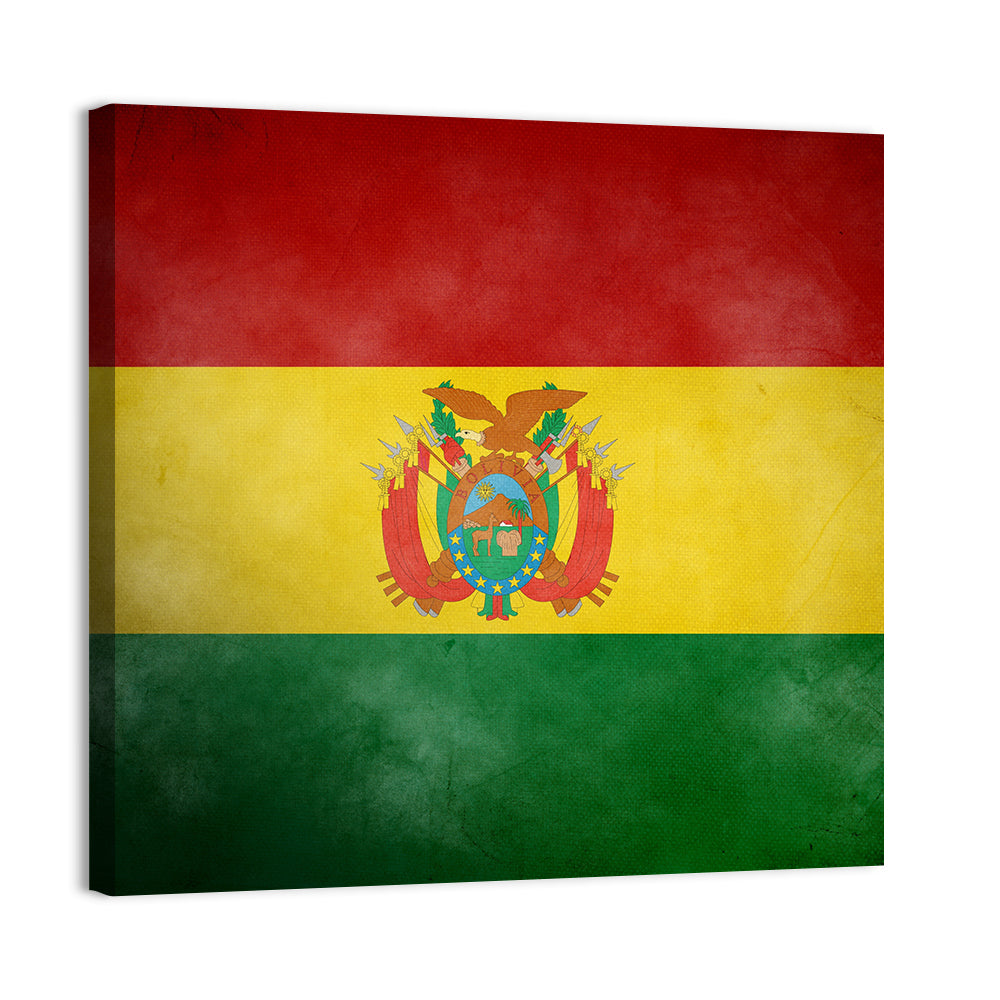 Vintage Bolivian Flag with Coat of Arms Wall Art