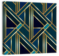Blue and Gold Geometric Pattern Wall Art