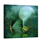Moonlit Butterfly on Leaf Boat Wall Art
