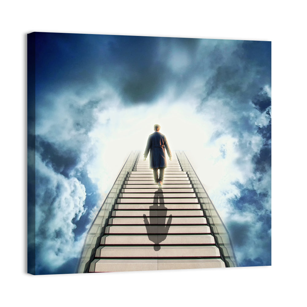 Man Ascending Toward Light Wall Art
