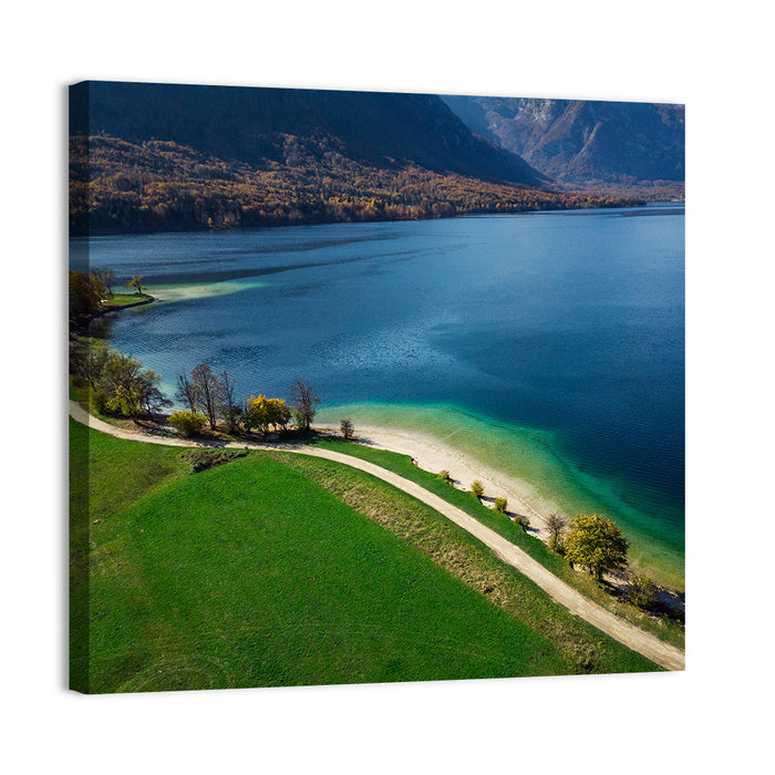 Bohinj Lake Shoreline Wall Art as a canvas print