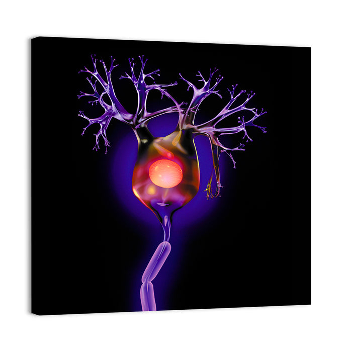 Microscopic Human Neuron Illustration Wall Art as a canvas print