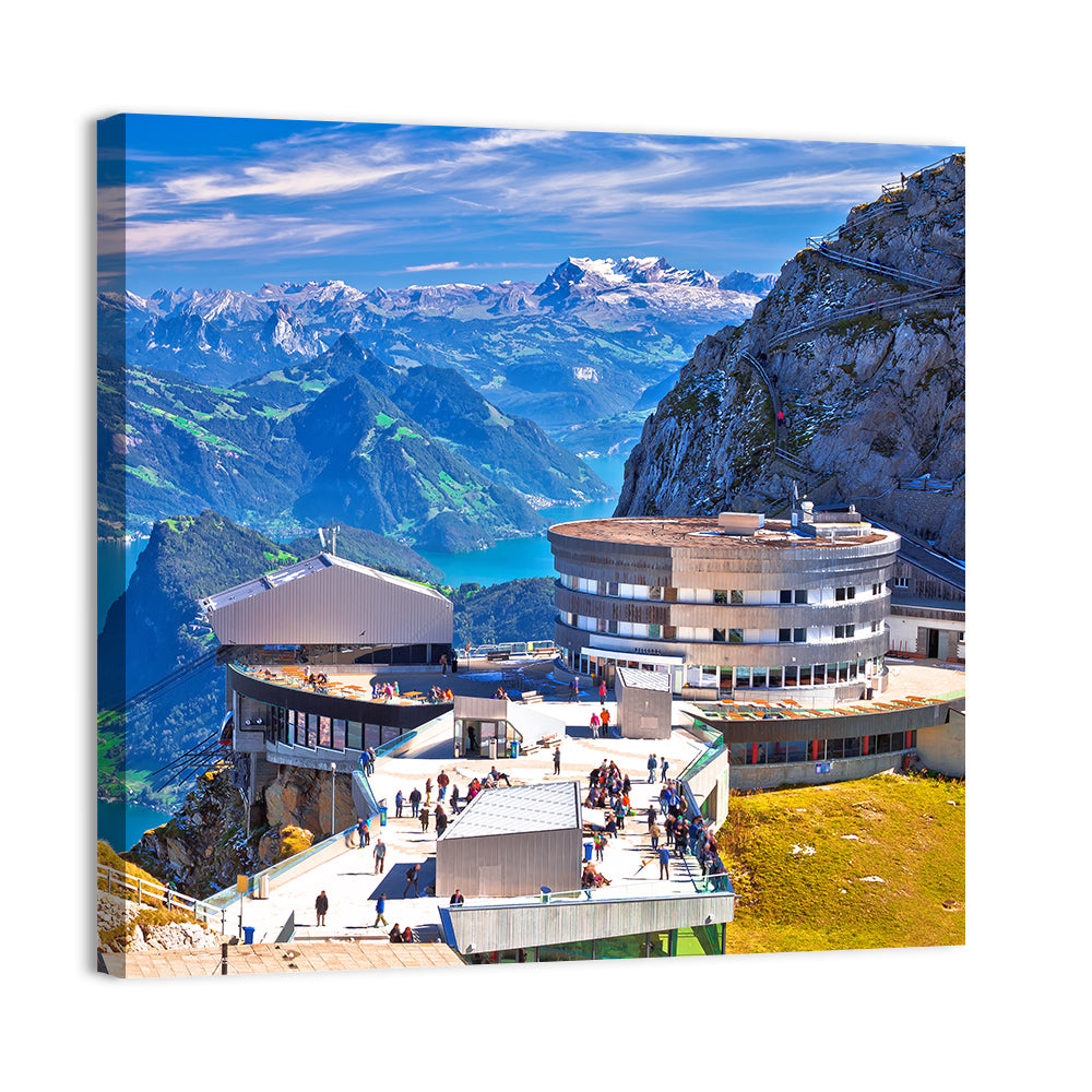 Mount Pilatus Kulm Summit View Wall Art, canvas print, square