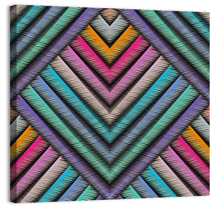 Embroidered Chevron Stripe Pattern Wall Art