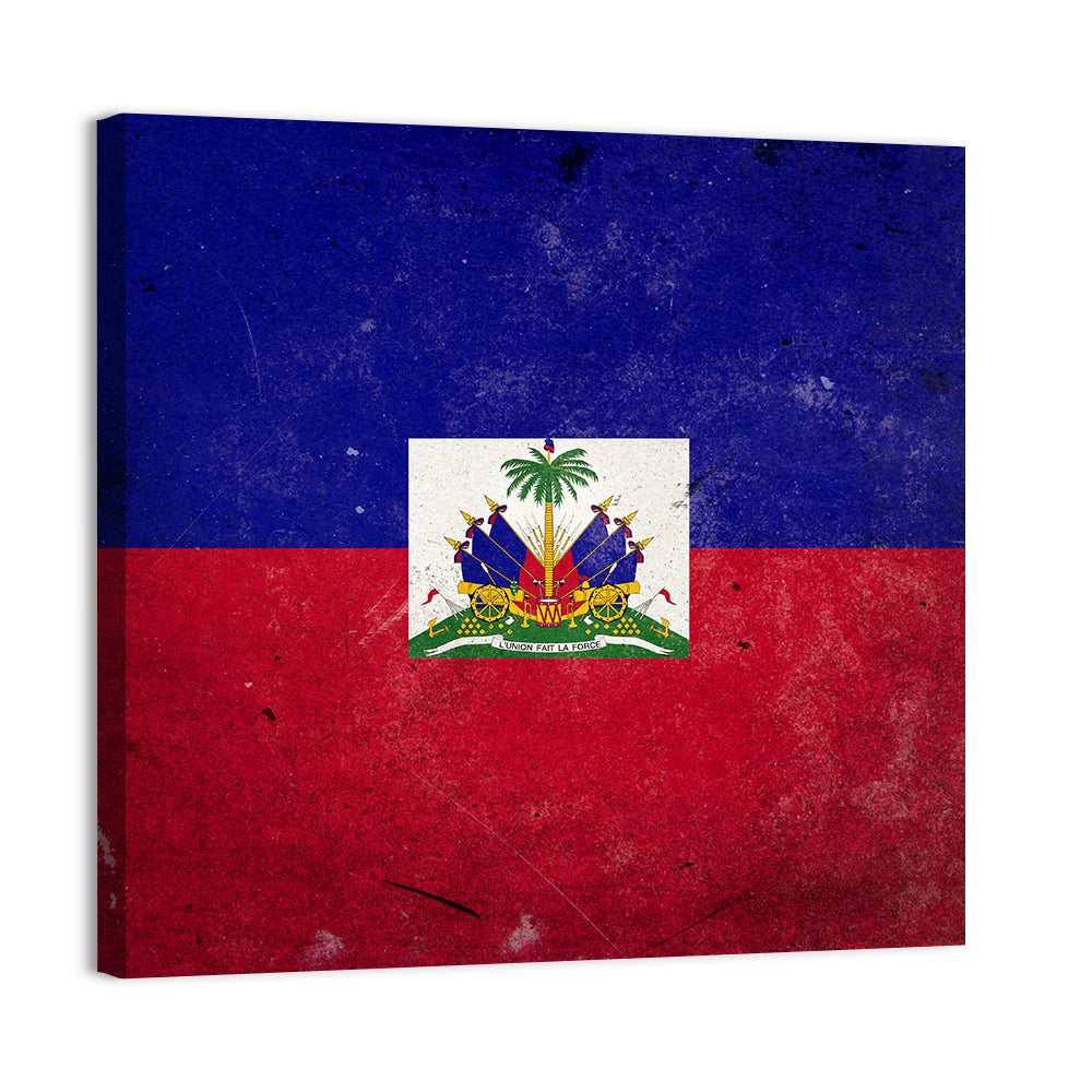 Haitian Flag with Distressed Emblem Wall Art