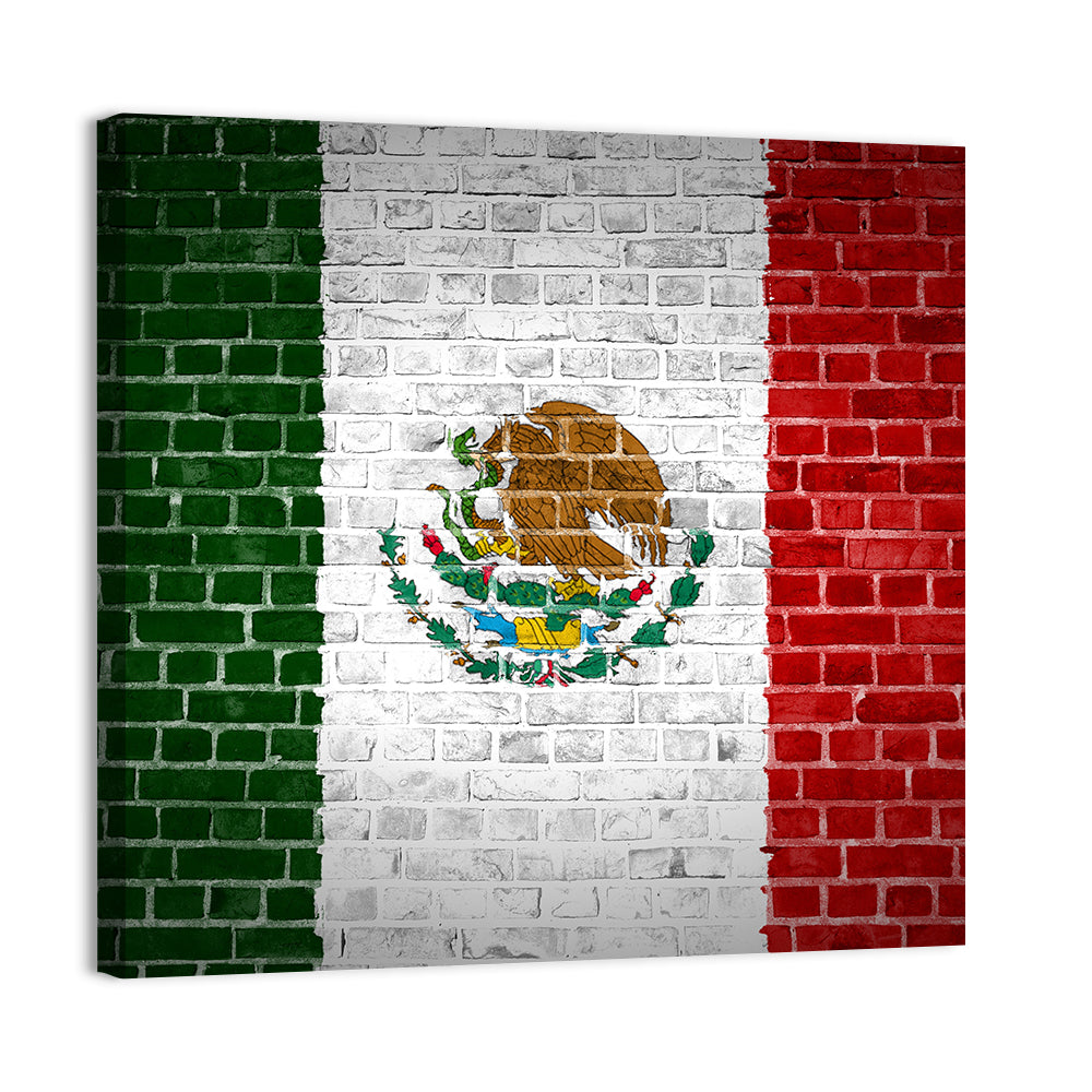 Weathered Mexico Flag with Coat of Arms Wall Art