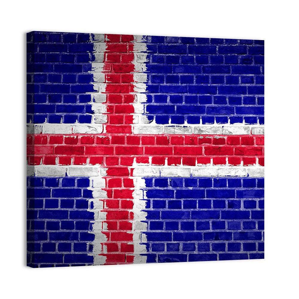 Iceland Flag on Brick Wall Art