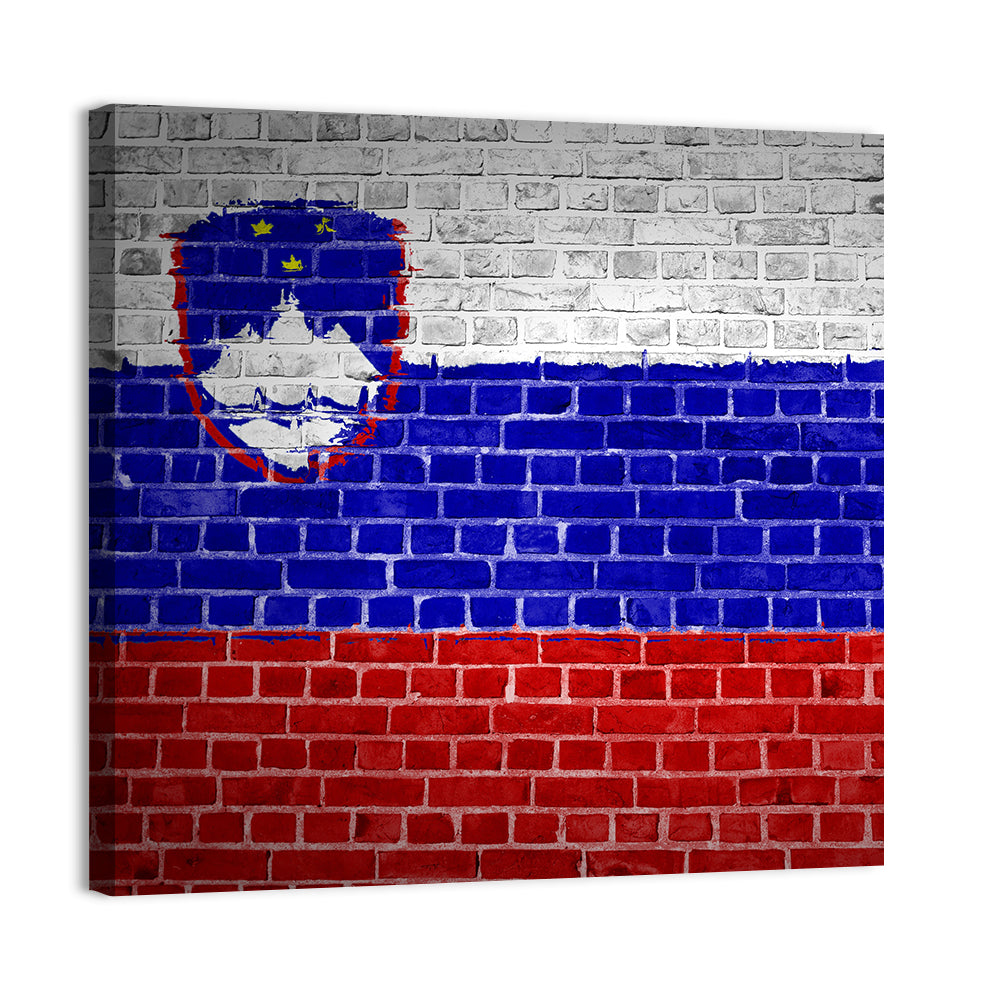 Slovenia Flag on Weathered Brick Wall Art
