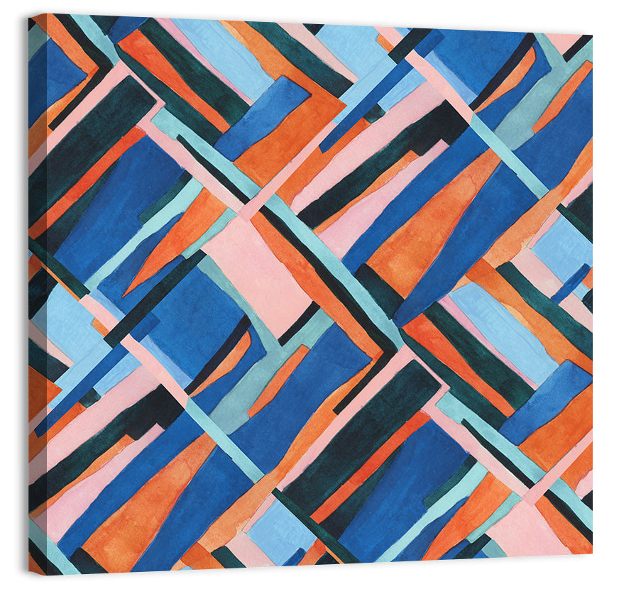 Watercolor Diagonal Grid Wall Art, canvas print, square