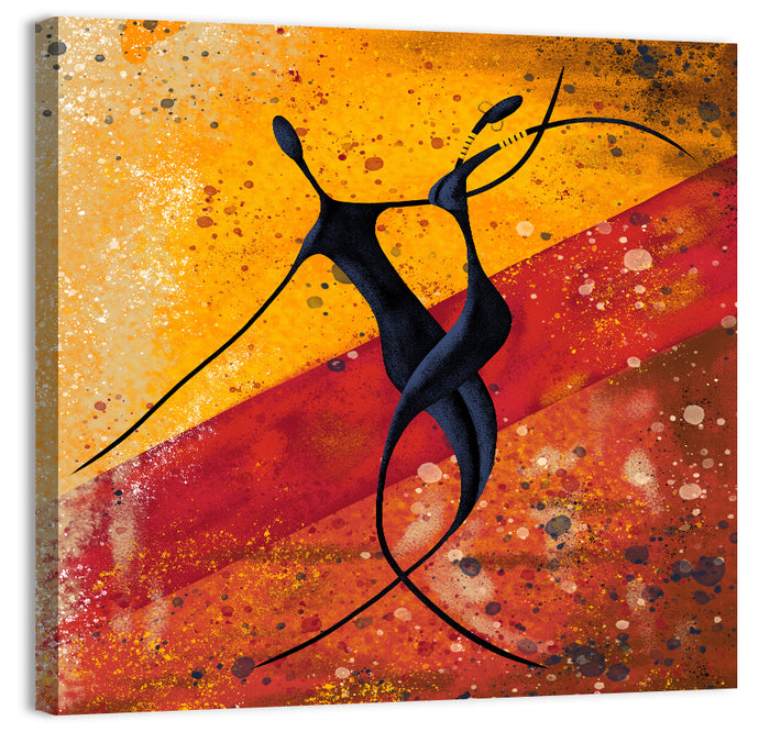 Passionate African Dance Illustration Wall Art as a canvas print