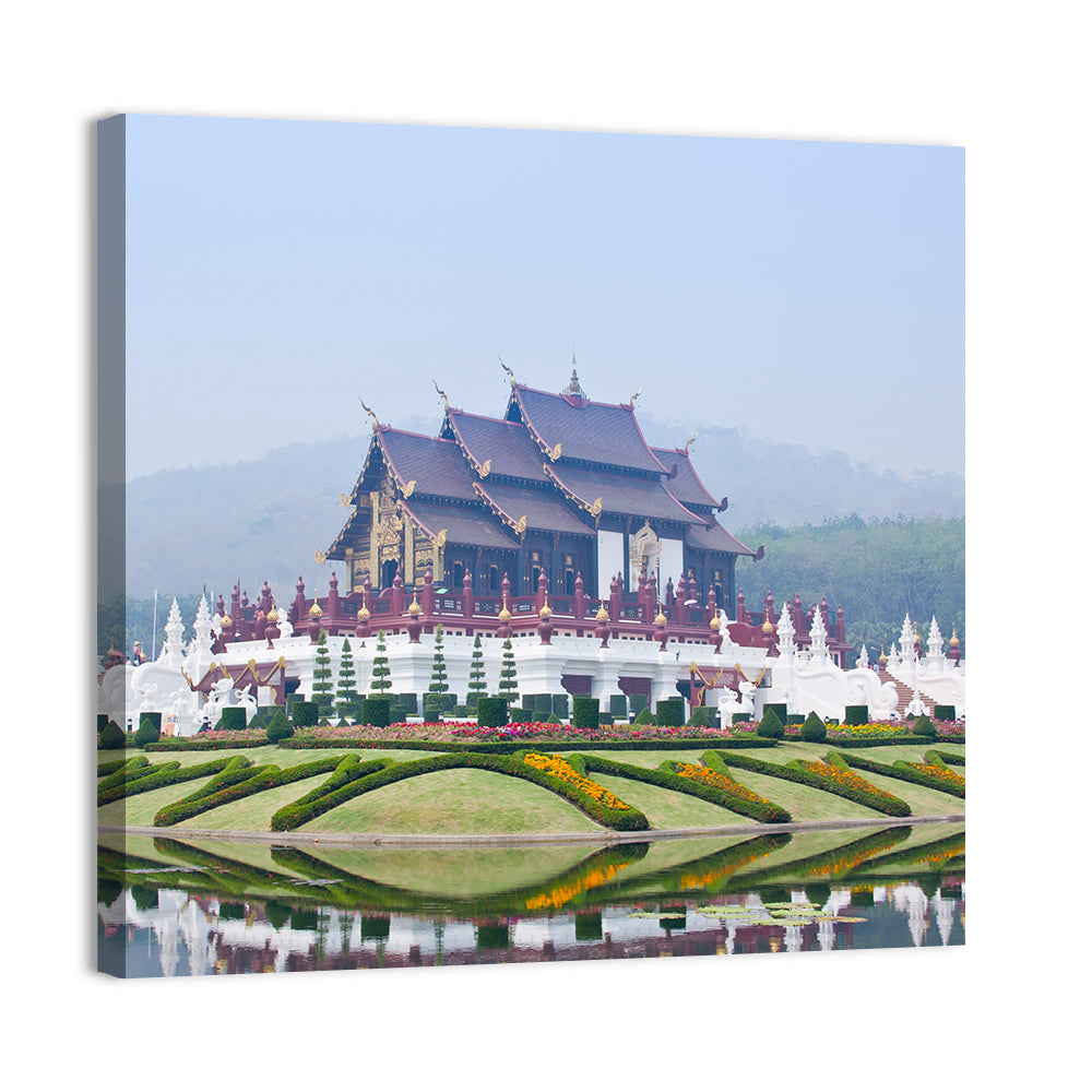 Ho Kham Royal Pavilion Chiang Mai Wall Art, canvas print, square