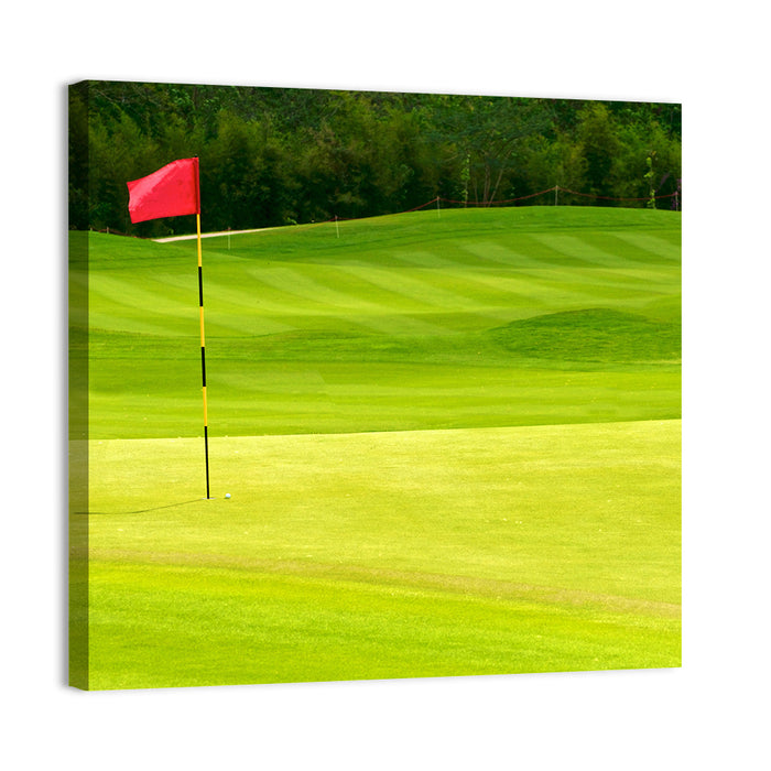 Red Golf Flag on the Green Wall Art as a canvas print