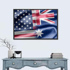 American and Australian Flag Composite Wall Art