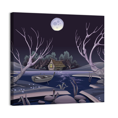 Pond In Night Wall Art