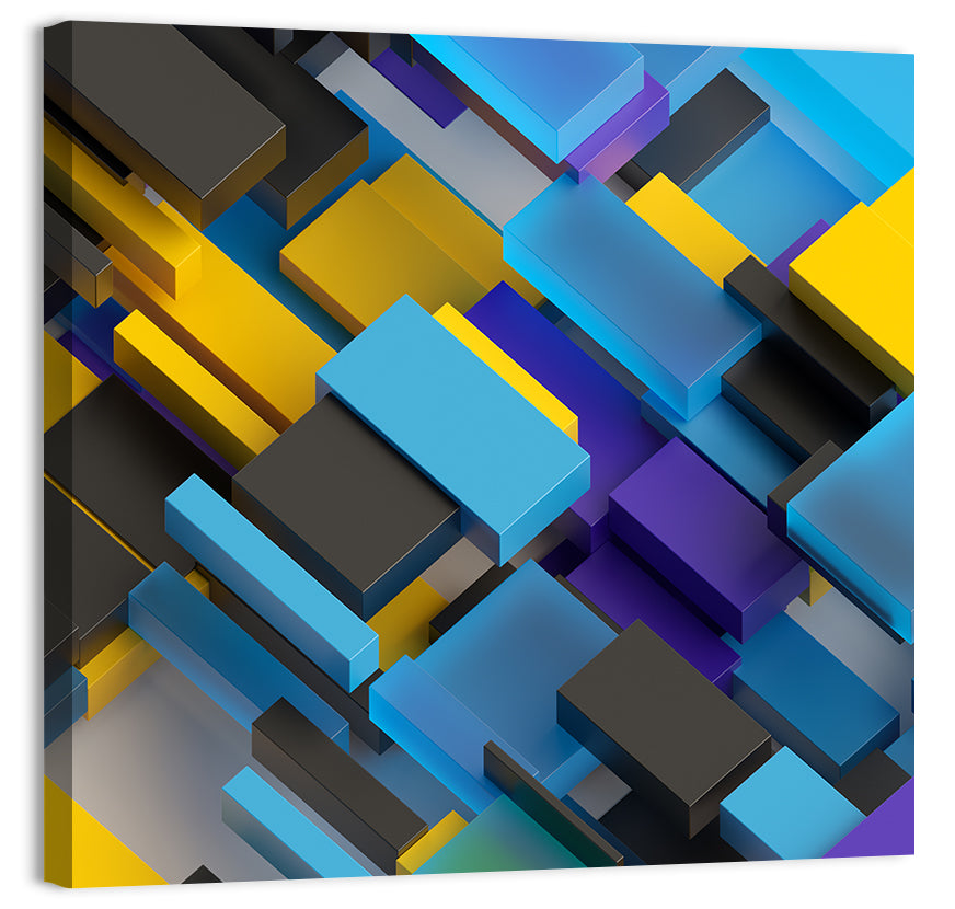 Isometric Brick Layers Wall Art, canvas print, square
