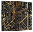 Black and Gold Circle Ornament Pattern Wall Art