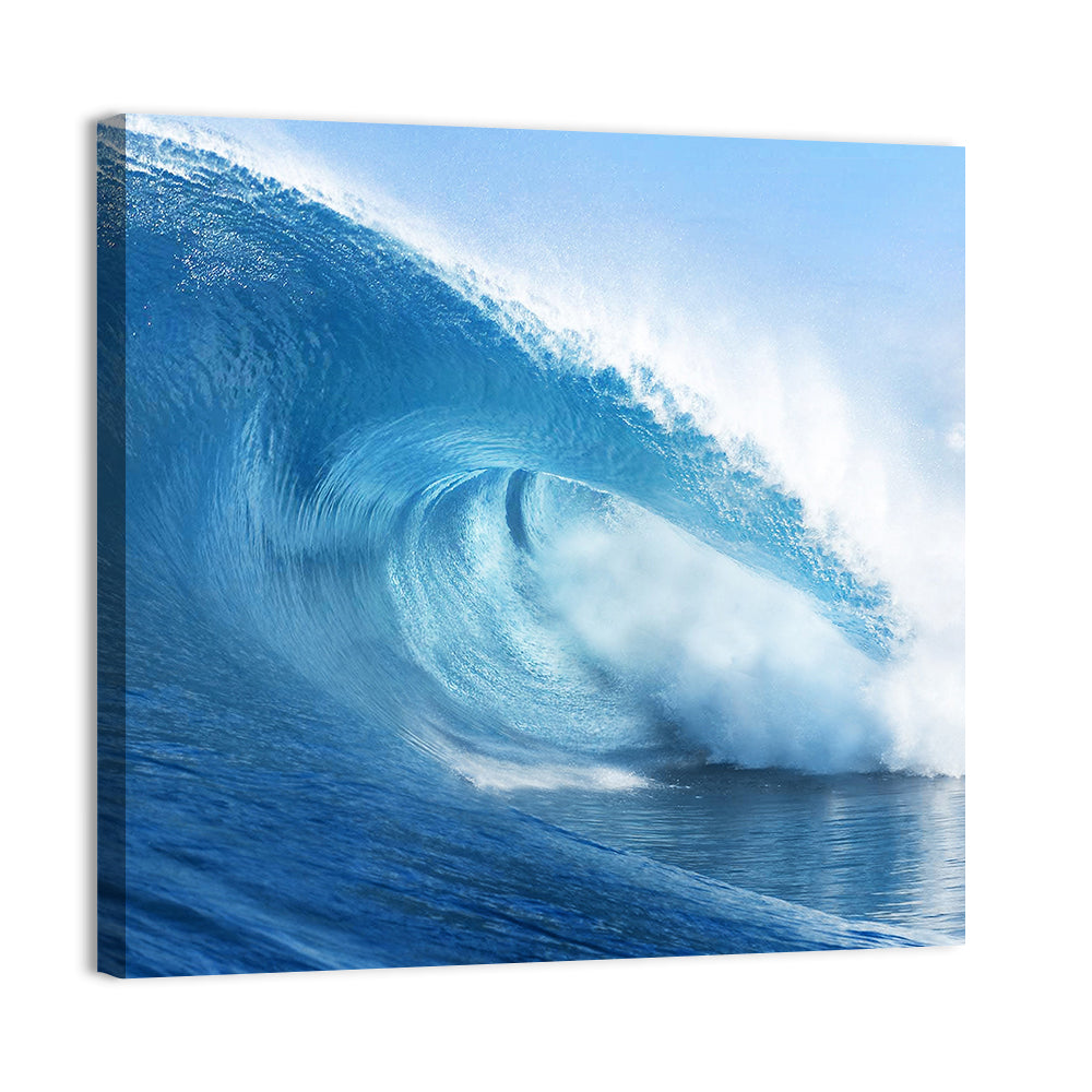 Blue Surf Barrel Wall Art, canvas print, square