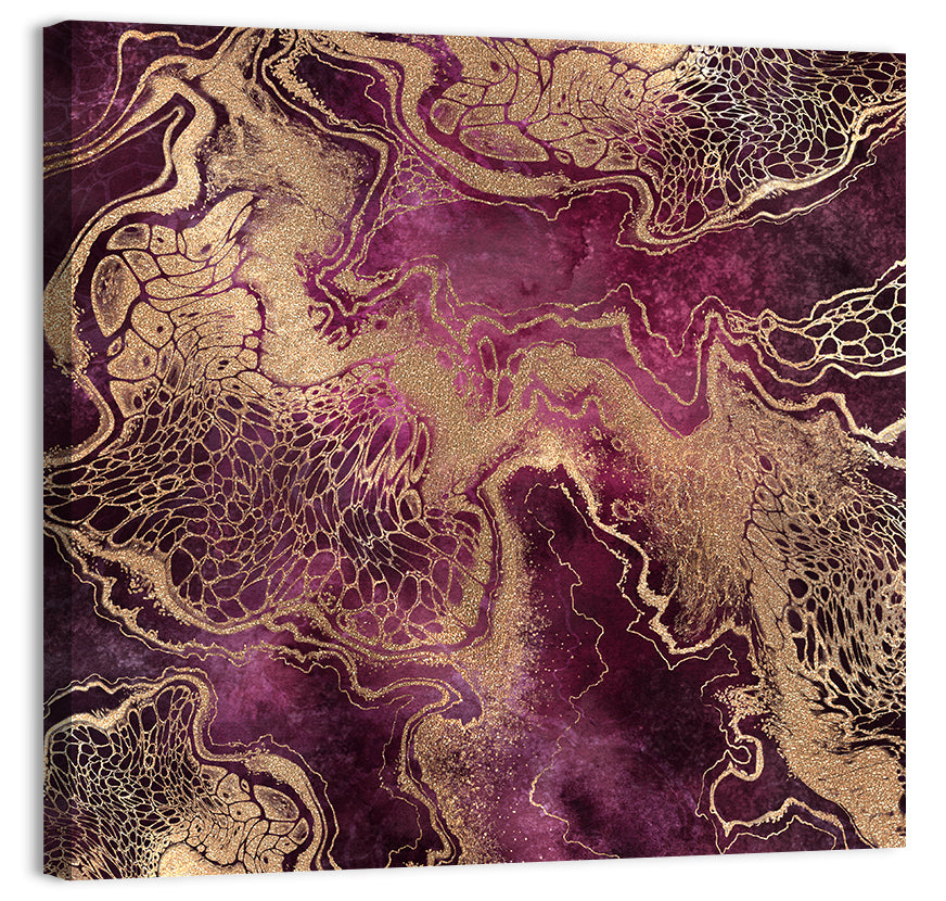 Purple and Gold Marble Abstraction Wall Art