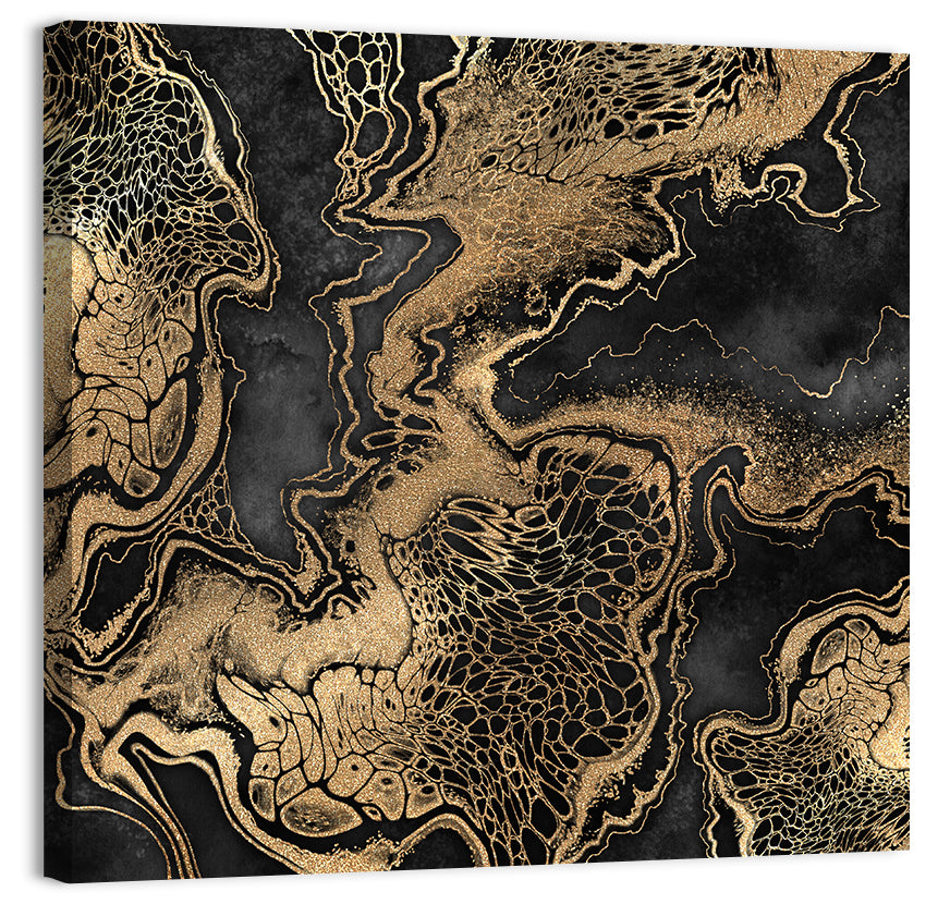 Black Marble with Gold Veins Wall Art