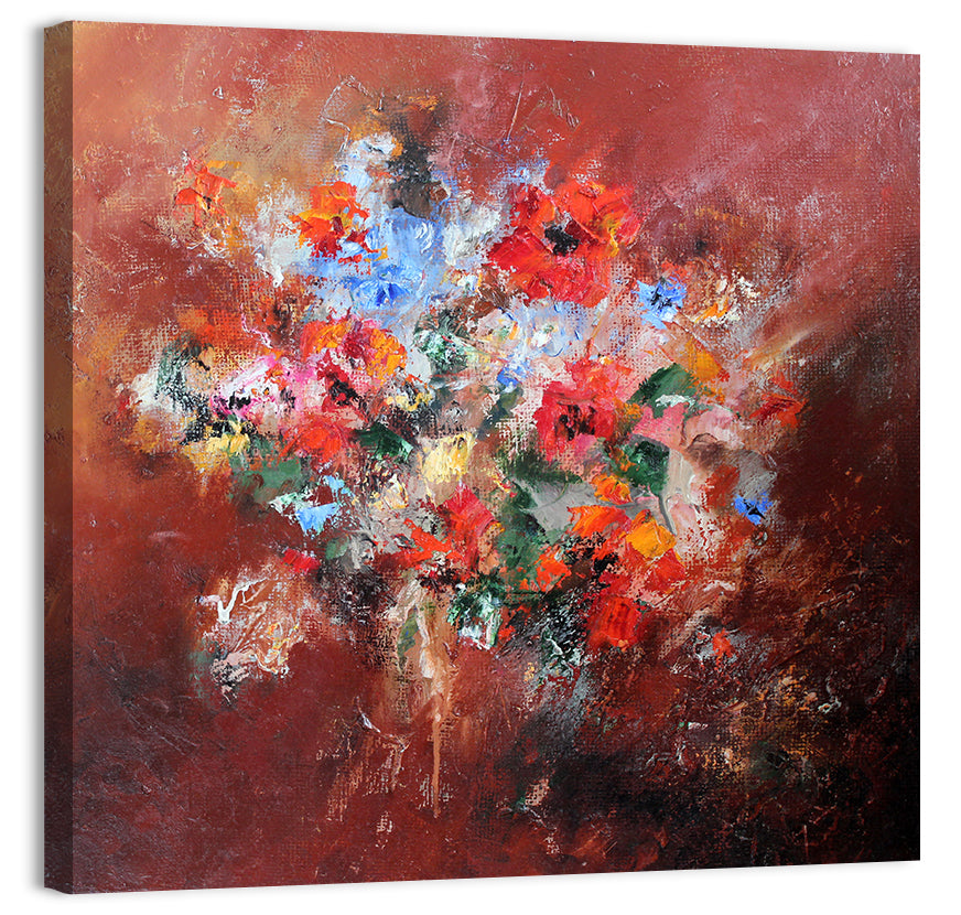 Impasto Poppy Bouquet Wall Art, canvas print, square