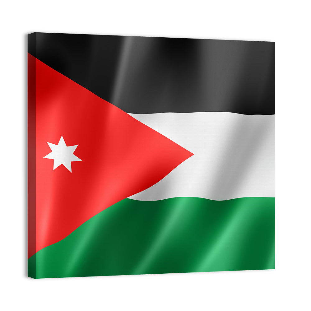 Jordan Flag with White Seven-pointed Star Wall Art