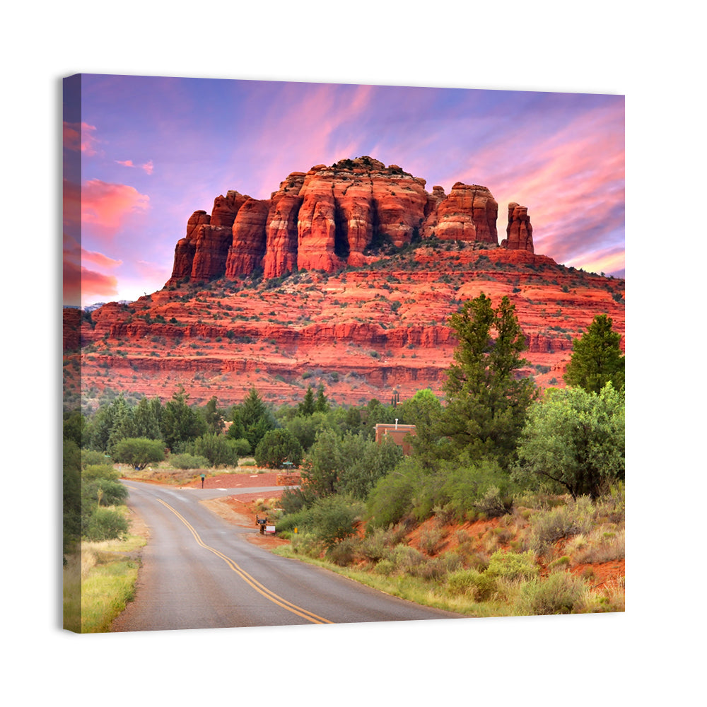 Drive Toward Cathedral Rock, Sedona Wall Art, canvas print, square