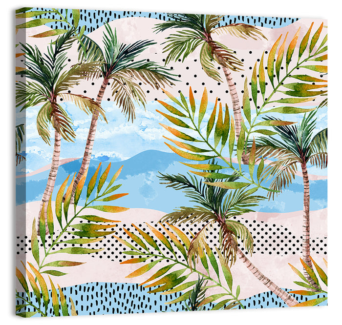 Watercolor Palm Trees Wall Art as a canvas print