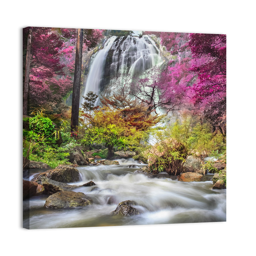 Klonglan Waterfall Wall Art, canvas print, square