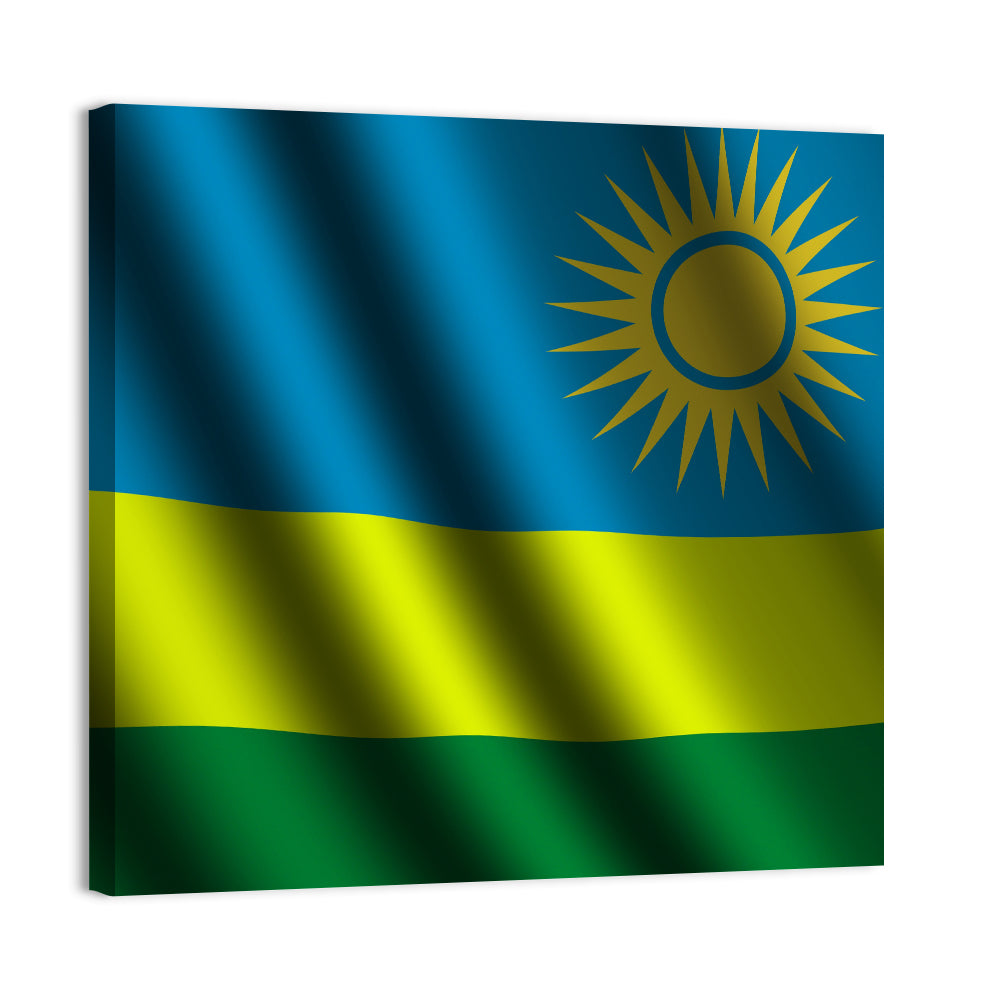 Rwandan Flag with Golden Sun Wall Art