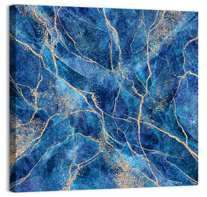 Blue Marble with Gold Veins Wall Art