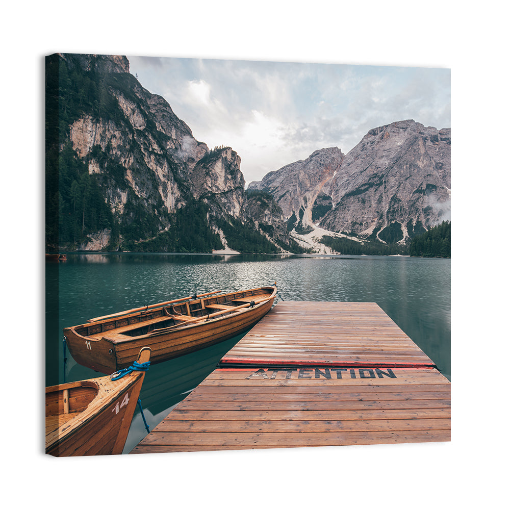 Lago Di Braies Dock, Dolomites Wall Art