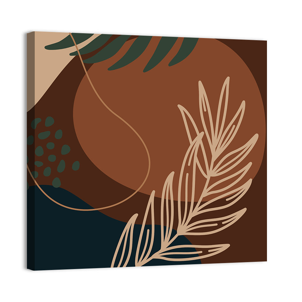 Brown Geometric Palm Leaf Wall Art