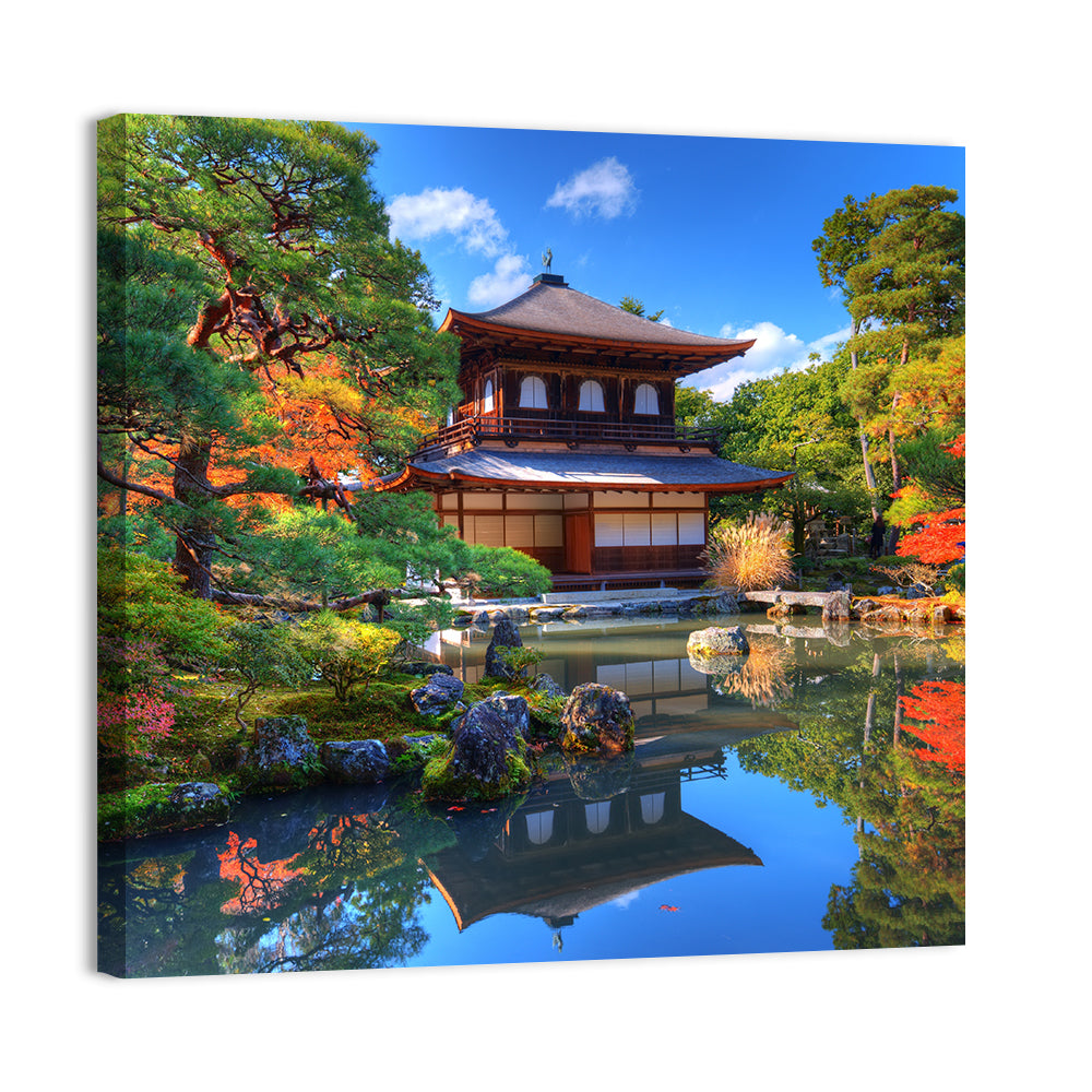Ginkaku-ji Silver Pavilion, Kyoto Wall Art, canvas print, square